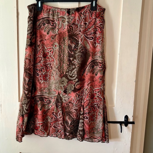 Elementz Paisley Midi Skirt - Pink and Brown - Picture 2 of 4